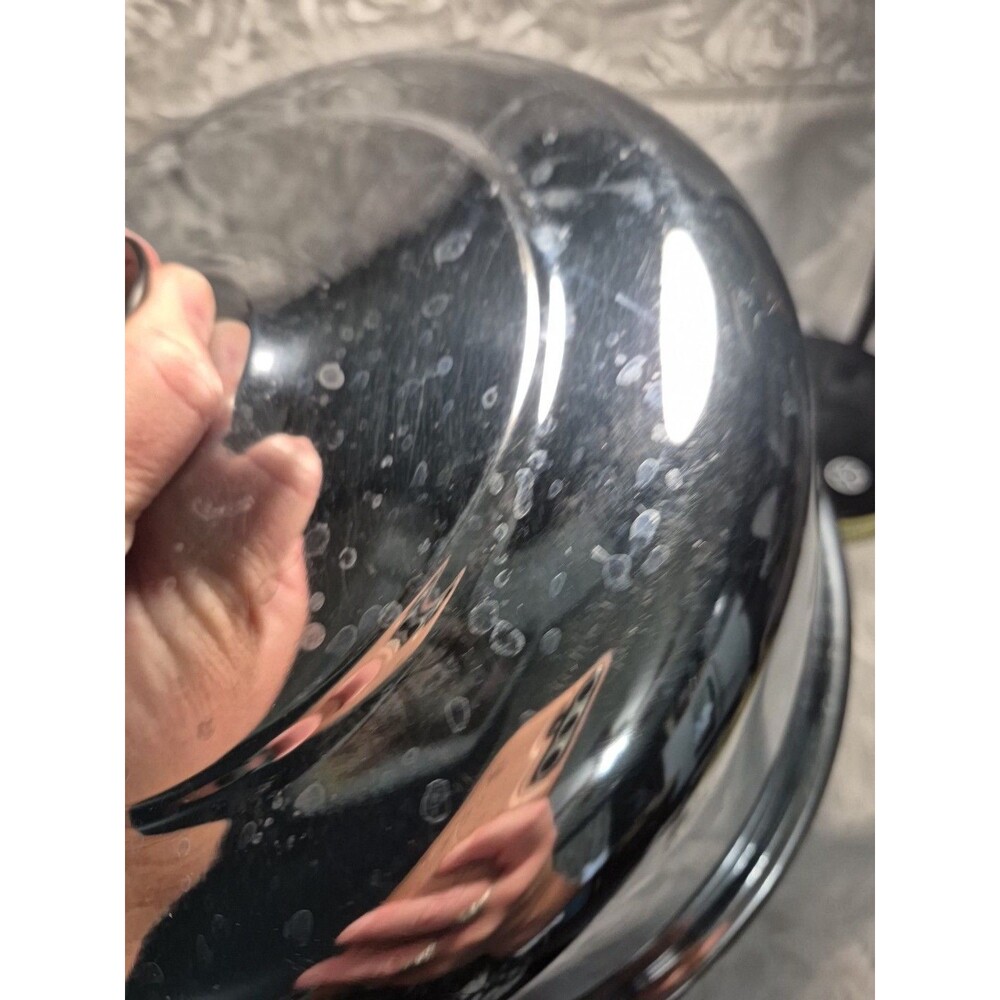 VTG Glass Cake Plate Stainless Steel Dome Lid Covered Dish Ribbed Footed 12" - Picture 9 of 16